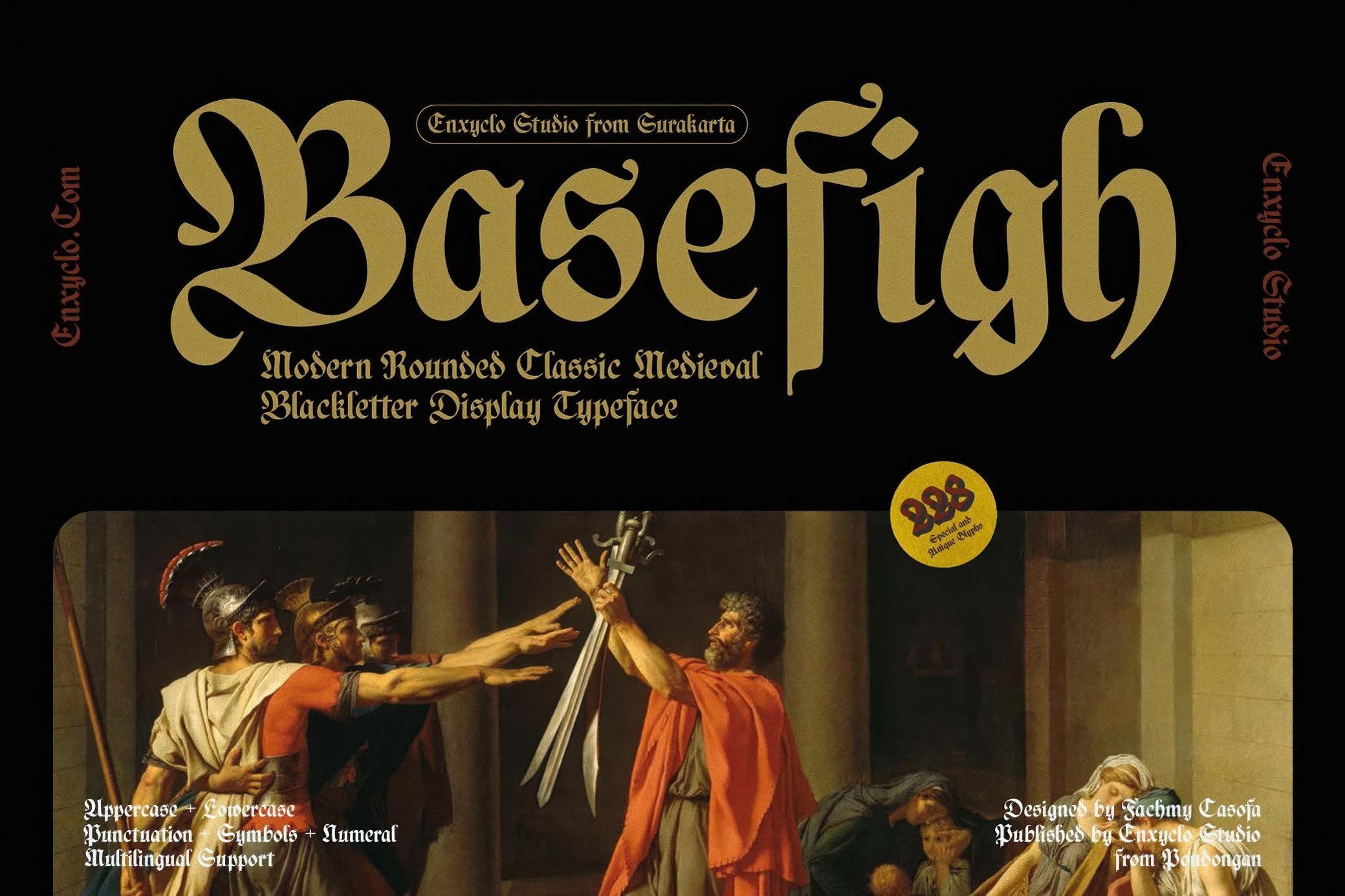 复古奥斯曼阿拉伯风圆润手写PSAI英文字体安装包 NCL Basefigh — Rounded Blackletter Font 设计素材 sucaiwan.com