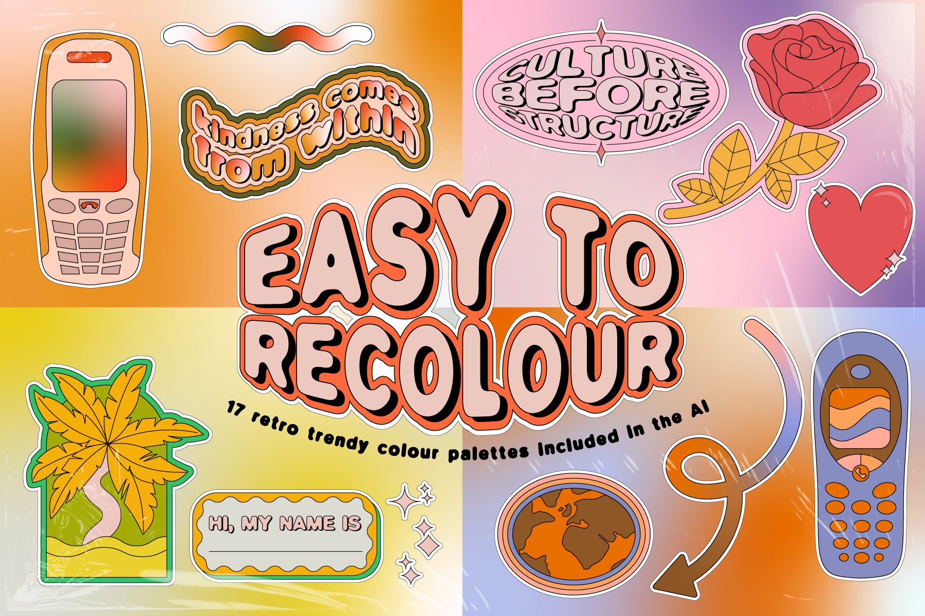 STICKERLAND 2000s Vector Set 复古贴纸元素多彩缤纷霓虹色调PNG、AI矢量集 图片素材 第3张-素材湾丨精选海外优质设计素材资源 STICKERLAND 2000s Vector Set 复古贴纸元素多彩缤纷霓虹色调PNG、AI矢量集 图片素材 sucaiwan.com