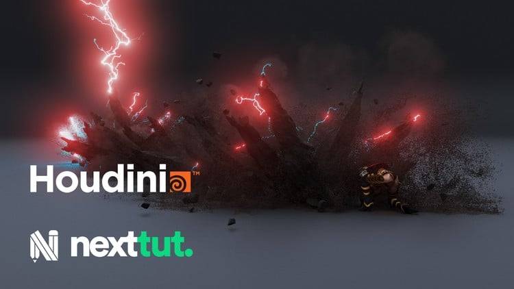 Houdini创建爆炸烟雾火焰云尘埃粒子魔法视觉特效视频教程 中英文字幕 Houdini FX for 3d Artist Course 设计教程 sucaiwan.com