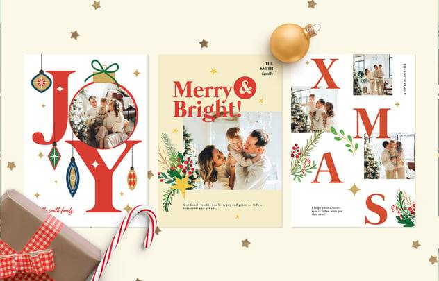 圣诞节新年明信片贺卡卡片ps/ai设计模版 Christmas Photocard 样机素材 sucaiwan.com