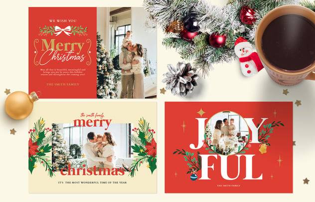 圣诞节新年明信片贺卡卡片ps/ai设计模版 Christmas Photocard 样机素材 sucaiwan.com