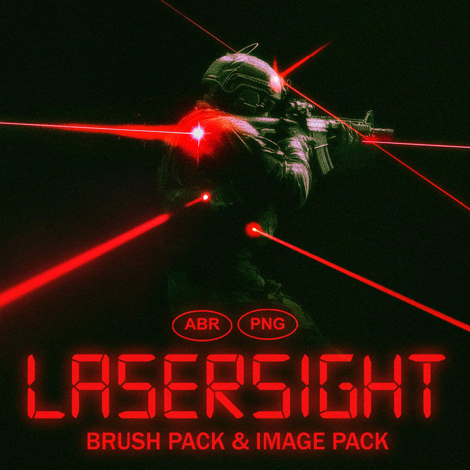 15复古抽象红色激光束脉冲粒子背景叠加元素PS笔刷套装LASER SIGHT BRUSH PACK DESIGN SYNDROME 设计素材 sucaiwan.com