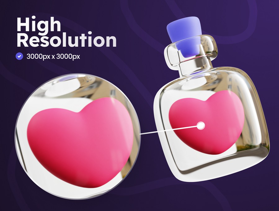 50款3D趣味卡通爱心情人节七夕icon图标Blender插画模型设计套装Hearts 3D Icons 图标素材 sucaiwan.com