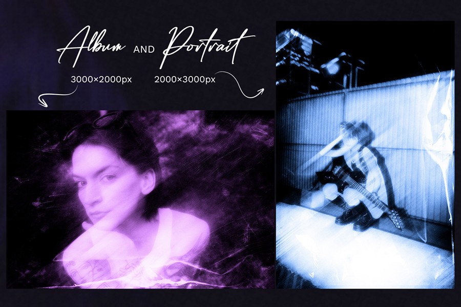 潮流动感模糊划痕做旧前卫颗粒燥点照片效果PS特效滤镜插件样机 Blurred Photo Effect 插件预设 sucaiwan.com