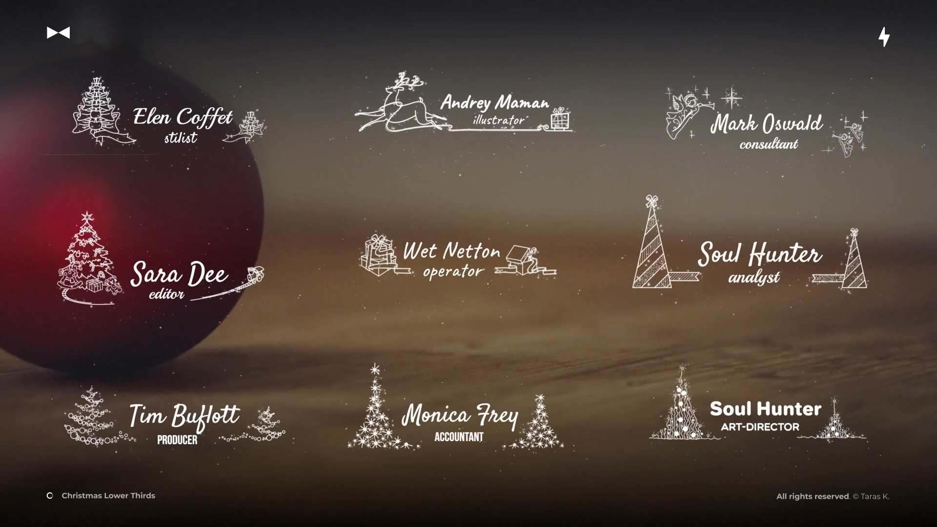 圣诞节日氛围标题片头片尾圣诞插图元素动画FCPX插件 Lower Thirds Christmas , sucaiwan.com