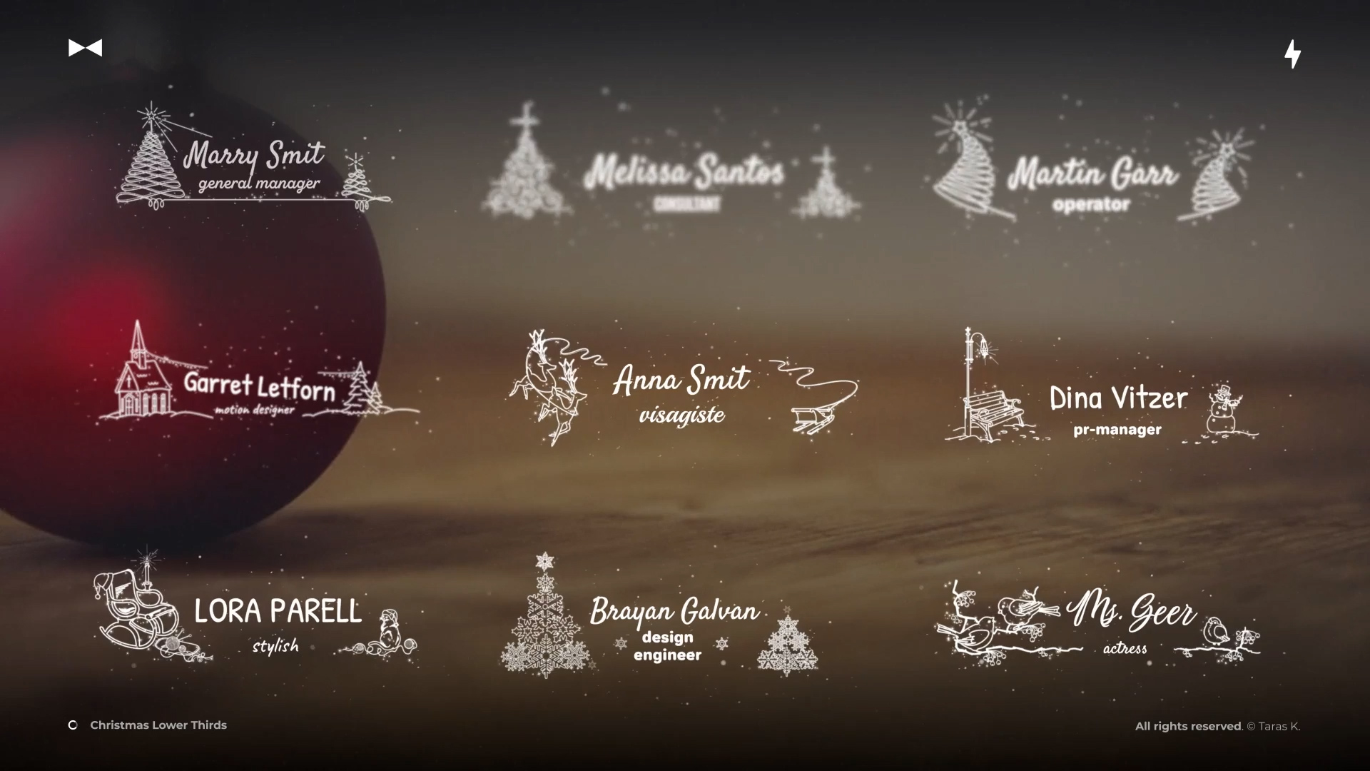 圣诞节日氛围标题片头片尾圣诞插图元素动画FCPX插件 Lower Thirds Christmas , sucaiwan.com