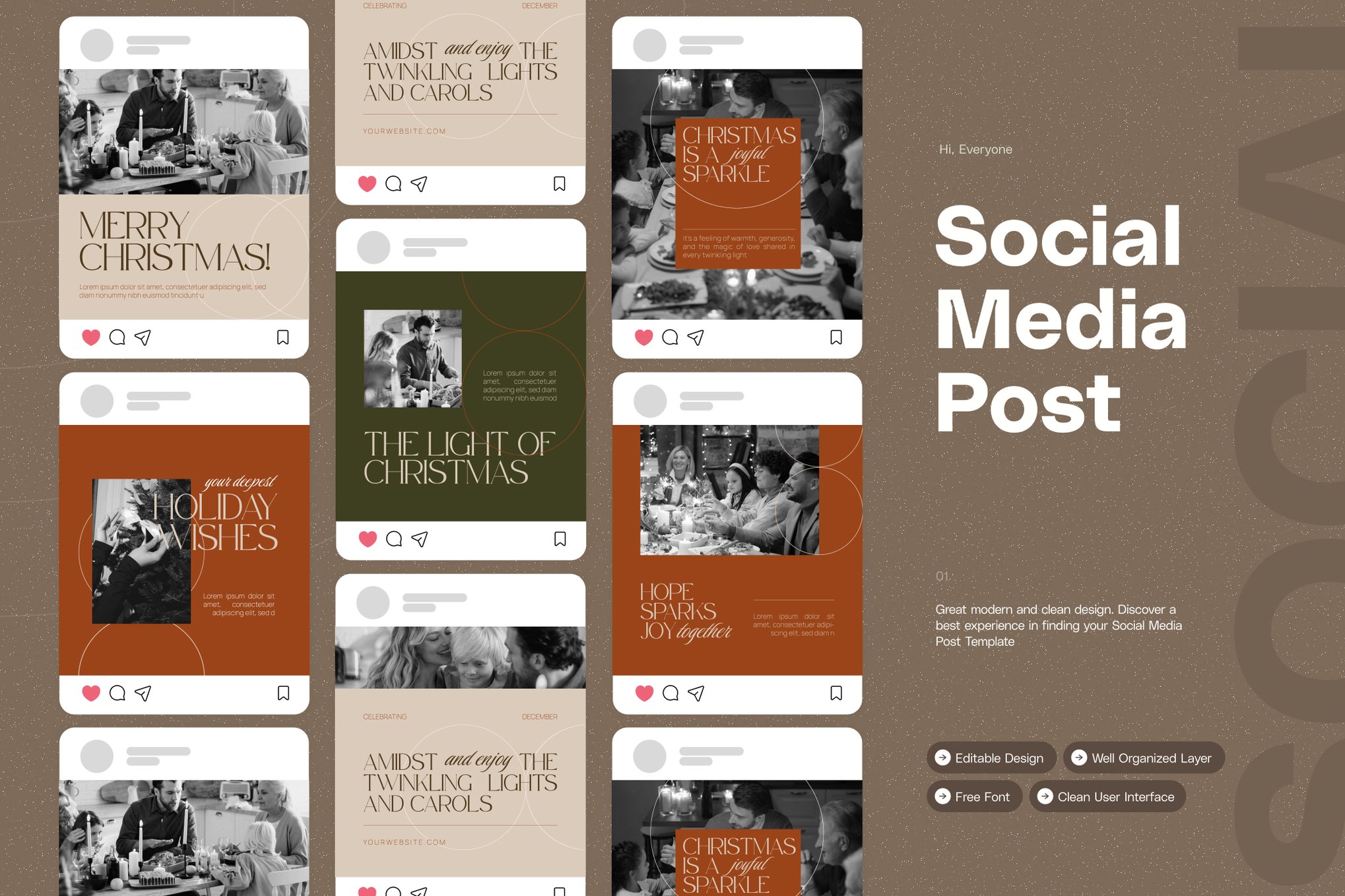 极简美学INS风圣诞节图文海报排版设计模版 Merry Christmas – Instagram Post 幻灯图表 sucaiwan.com