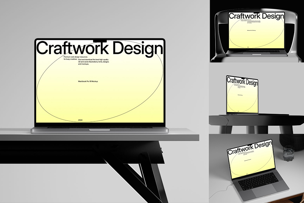 5款现代极简MacBook笔记本电脑UI屏幕界面设计展示Figma样机MacBook 16 Pro Mockups Vol.03 样机素材 sucaiwan.com