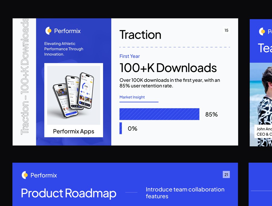 50+现代极简主义VI手册设计展示品牌项目提案总结Figma幻灯片演示文稿设计套件Performix – Sports Pitch Deck KIT 幻灯图表 第5张-素材湾丨精选海外优质设计素材资源 50+现代极简主义VI手册设计展示品牌项目提案总结Figma幻灯片演示文稿设计套件Performix – Sports Pitch Deck KIT 幻灯图表 sucaiwan.com
