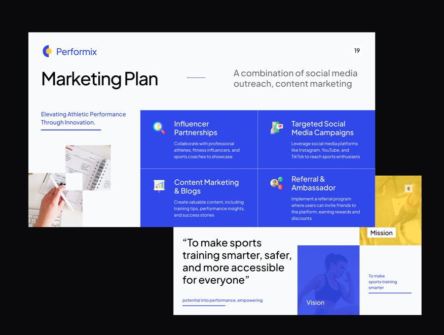 50+现代极简主义VI手册设计展示品牌项目提案总结Figma幻灯片演示文稿设计套件Performix – Sports Pitch Deck KIT 幻灯图表 第6张-素材湾丨精选海外优质设计素材资源 50+现代极简主义VI手册设计展示品牌项目提案总结Figma幻灯片演示文稿设计套件Performix – Sports Pitch Deck KIT 幻灯图表 sucaiwan.com