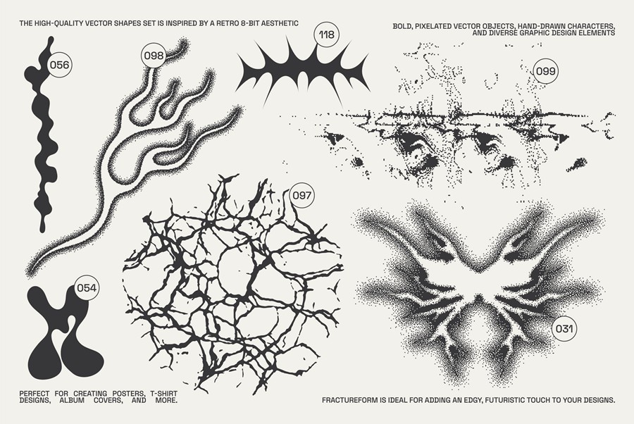 144款复古Y2K像素化美学艺术实验性未来抽象几何AI矢量图形插画设计套装FractureForm Graphic Pack by Vanzyst 图片素材 第6张-素材湾丨精选海外优质设计素材资源 144款复古Y2K像素化美学艺术实验性未来抽象几何AI矢量图形插画设计套装FractureForm Graphic Pack by Vanzyst 图片素材 sucaiwan.com