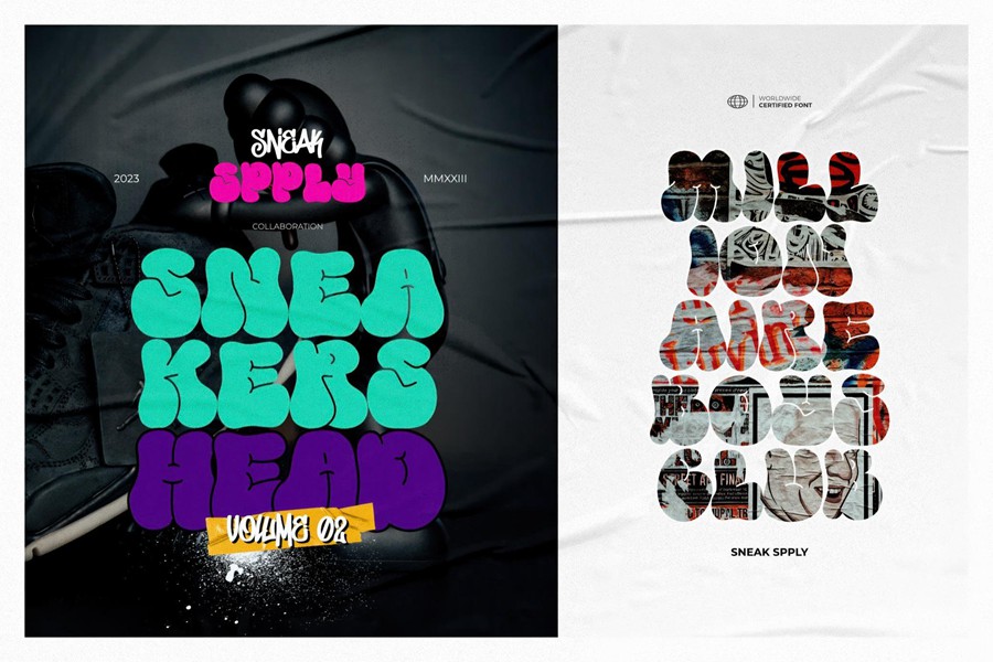 复古街头涂鸦品牌海报徽标设计装饰英文字体安装包 Whoopie Sunday — Bubble Graffiti Font 设计素材 第3张-素材湾丨精选海外优质设计素材资源 复古街头涂鸦品牌海报徽标设计装饰英文字体安装包 Whoopie Sunday — Bubble Graffiti Font 设计素材 sucaiwan.com