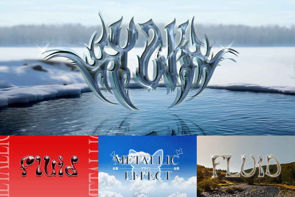 10款3D超现实主义Y2K金属镀铬文本标题logo徽标设计展示PSD特效样机10 Urban metallic text effect set 插件预设 sucaiwan.com