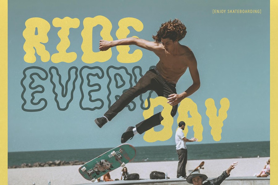 现代复古品牌海报徽标设计装饰英文字体安装包 Jump Up — Wavy Groovy Font Duo 设计素材 sucaiwan.com