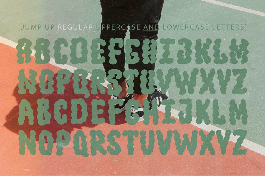 现代复古品牌海报徽标设计装饰英文字体安装包 Jump Up — Wavy Groovy Font Duo 设计素材 sucaiwan.com