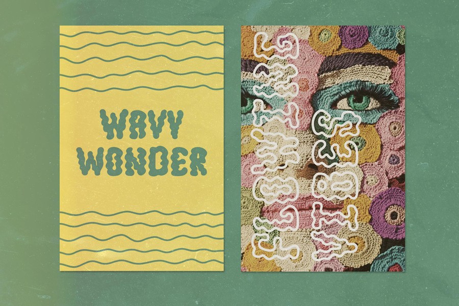 现代复古品牌海报徽标设计装饰英文字体安装包 Jump Up — Wavy Groovy Font Duo 设计素材 sucaiwan.com