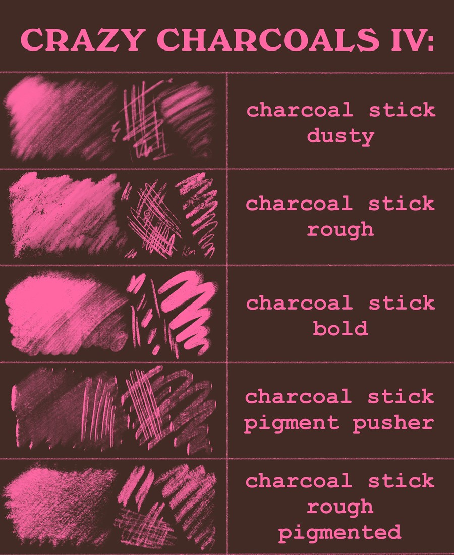 62款逼真木炭铅笔素描绘画混合Procreate笔刷套装Crazy charcoals – 62 coal brushes for Procreate 笔刷资源 第11张-素材湾丨精选海外优质设计素材资源 62款逼真木炭铅笔素描绘画混合Procreate笔刷套装Crazy charcoals – 62 coal brushes for Procreate 笔刷资源 sucaiwan.com