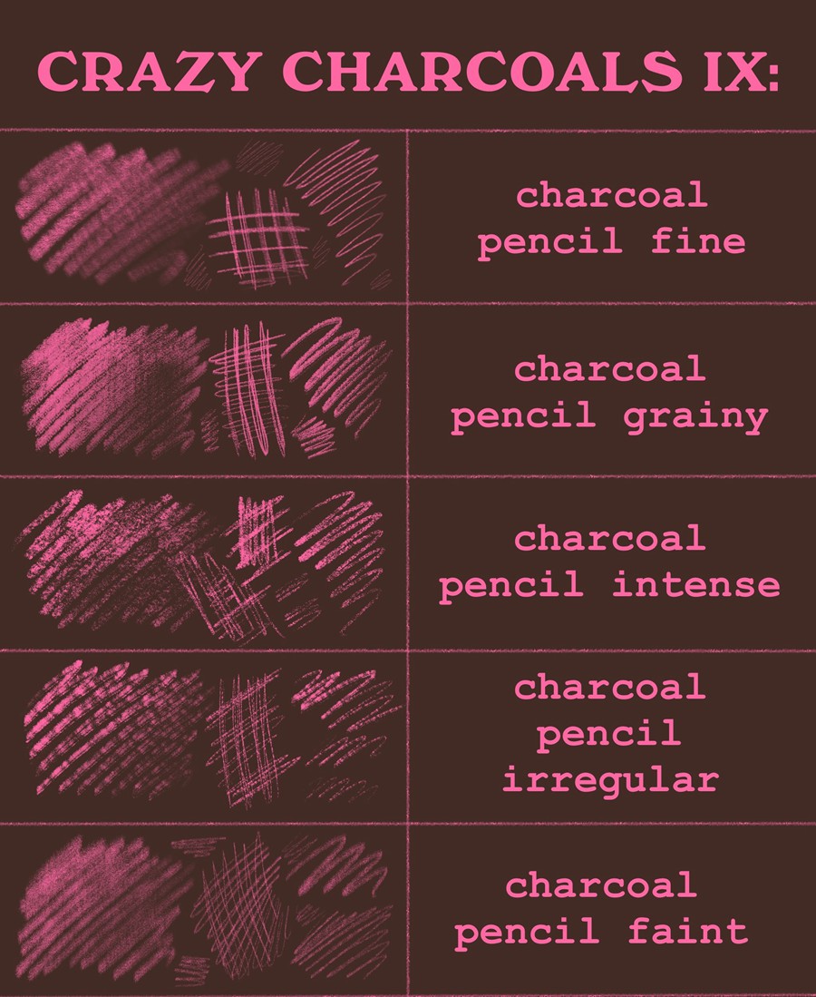 62款逼真木炭铅笔素描绘画混合Procreate笔刷套装Crazy charcoals – 62 coal brushes for Procreate 笔刷资源 第16张-素材湾丨精选海外优质设计素材资源 62款逼真木炭铅笔素描绘画混合Procreate笔刷套装Crazy charcoals – 62 coal brushes for Procreate 笔刷资源 sucaiwan.com