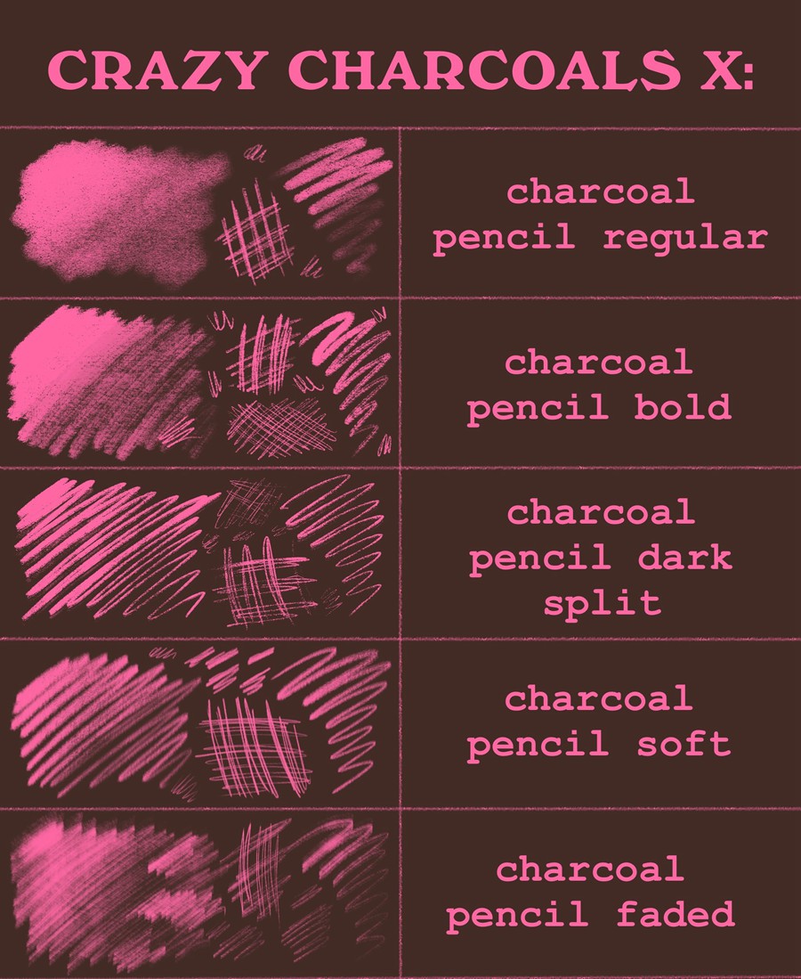 62款逼真木炭铅笔素描绘画混合Procreate笔刷套装Crazy charcoals – 62 coal brushes for Procreate 笔刷资源 第17张-素材湾丨精选海外优质设计素材资源 62款逼真木炭铅笔素描绘画混合Procreate笔刷套装Crazy charcoals – 62 coal brushes for Procreate 笔刷资源 sucaiwan.com