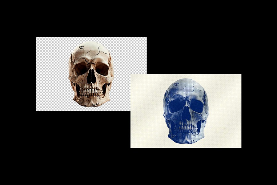 复古半色调线条网格打印印刷效果ps特效滤镜样机 Cyanotype Screen Print Effect 插件预设 sucaiwan.com