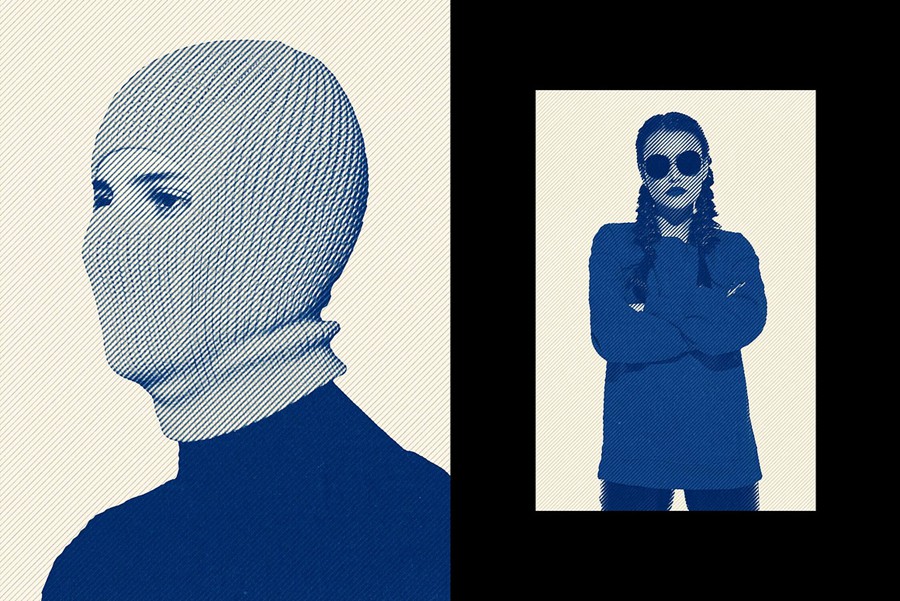 复古半色调线条网格打印印刷效果ps特效滤镜样机 Cyanotype Screen Print Effect 插件预设 sucaiwan.com