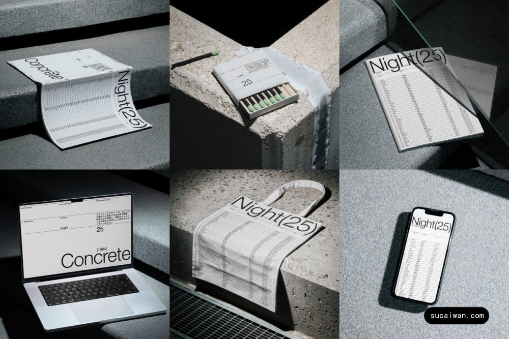 12款高级名片画册帆布袋iPhone手机MacBook电脑VI展示PS贴图样机模板 Mockup.Republic – Concrete Night Branding Mockup Vol 1 样机素材 sucaiwan.com