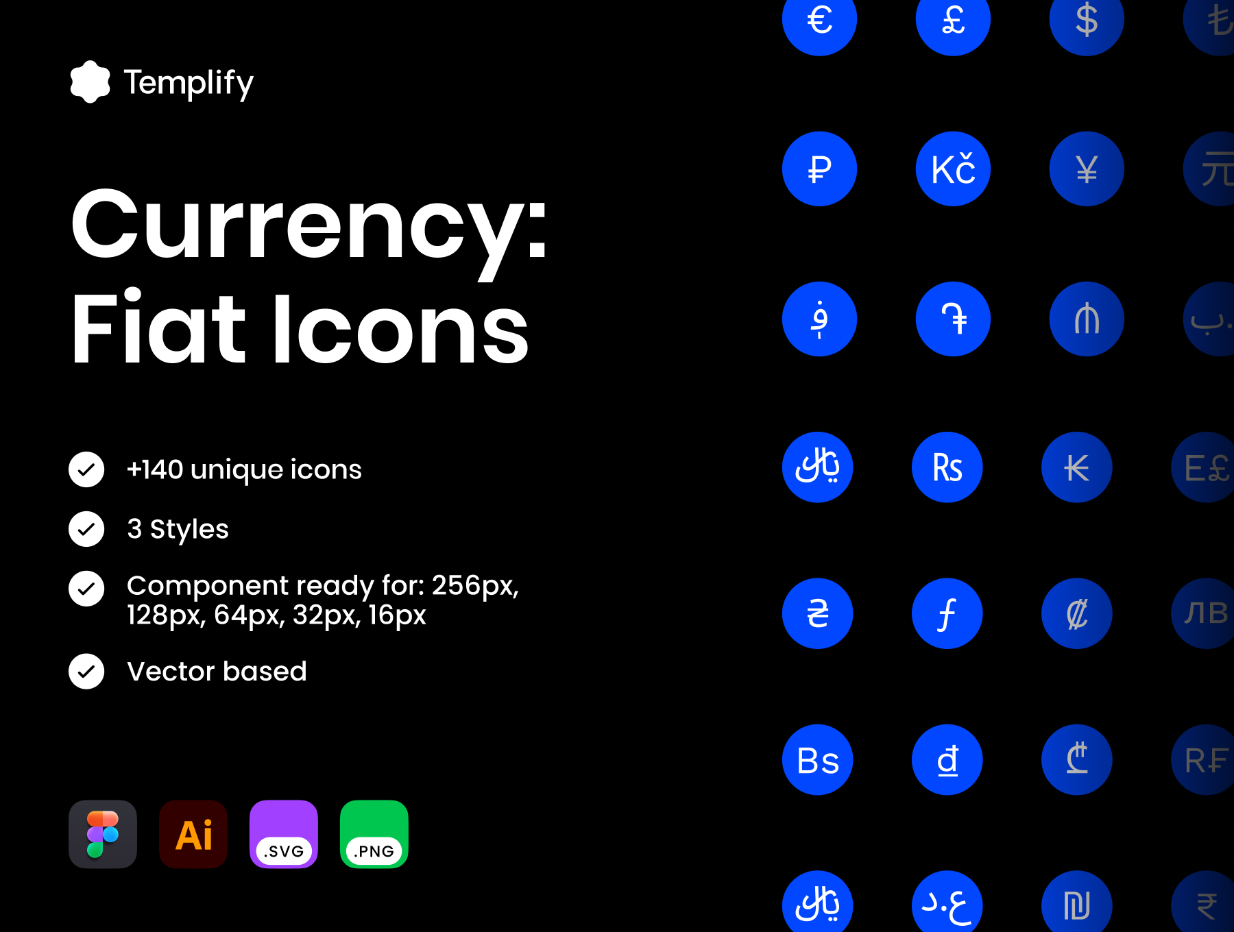 270+款时尚加密货币虚拟货币符号图标设计Figma/PNG/AI格式素材 Currency Icons: Crypto and Fiat 图标素材 sucaiwan.com