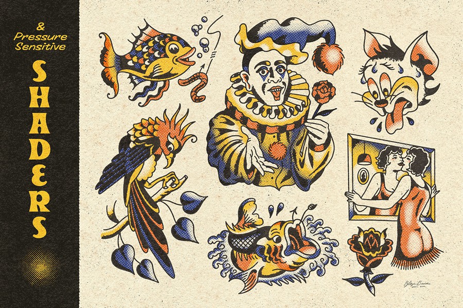 70+复古半调系统漫画低保真点画线条肌理PS和Procreate笔刷预设套装Beat Tones Distressed Halftone Brushes , 第4张-素材湾丨精选海外优质设计素材资源 70+复古半调系统漫画低保真点画线条肌理PS和Procreate笔刷预设套装Beat Tones Distressed Halftone Brushes , sucaiwan.com