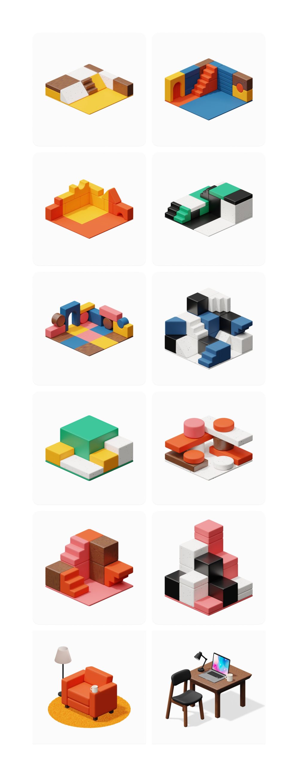 Isometrica 2.0 3D图标等距苹果电脑 手机设备居家内饰物品积木 PNG ICONS 图标素材 sucaiwan.com