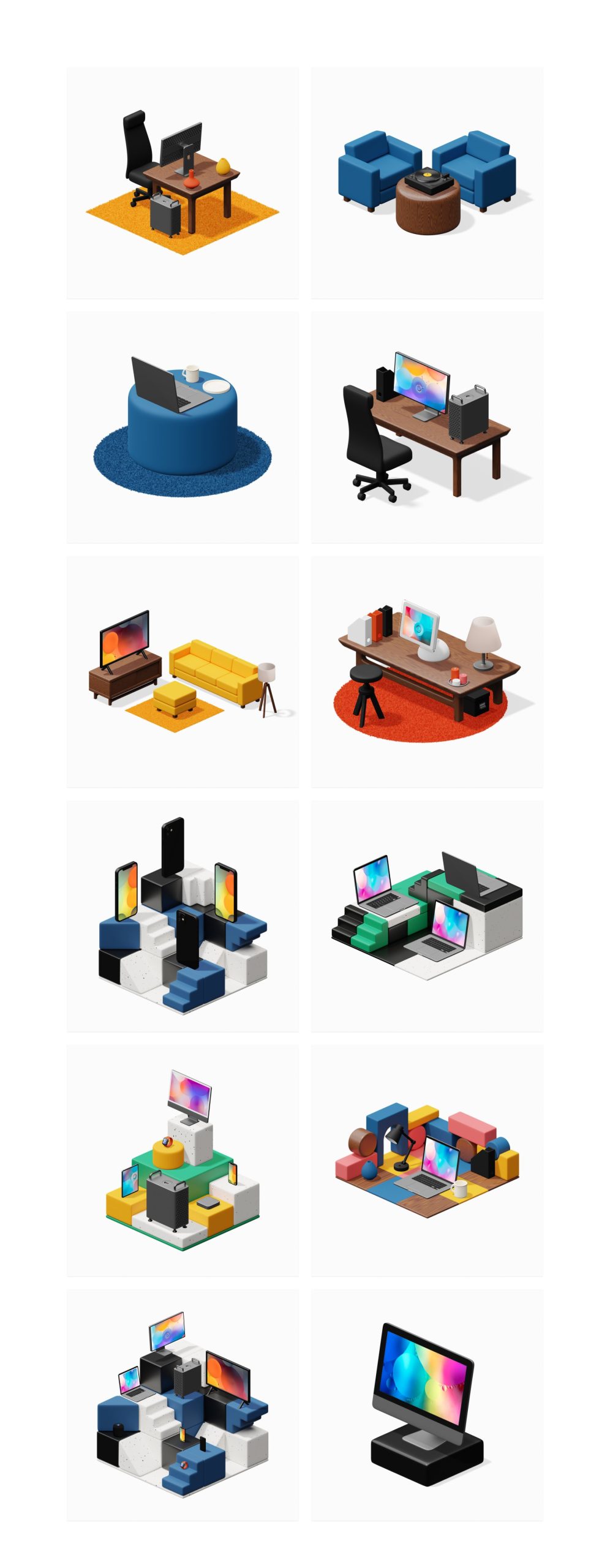 Isometrica 2.0 3D图标等距苹果电脑 手机设备居家内饰物品积木 PNG ICONS 图标素材 sucaiwan.com