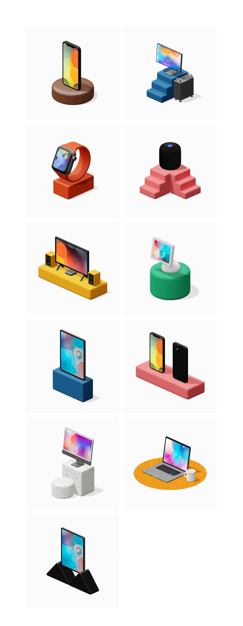 Isometrica 2.0 3D图标等距苹果电脑 手机设备居家内饰物品积木 PNG ICONS 图标素材 sucaiwan.com