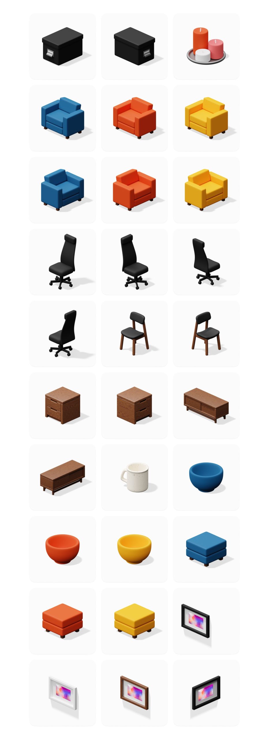 Isometrica 2.0 3D图标等距苹果电脑 手机设备居家内饰物品积木 PNG ICONS 图标素材 sucaiwan.com