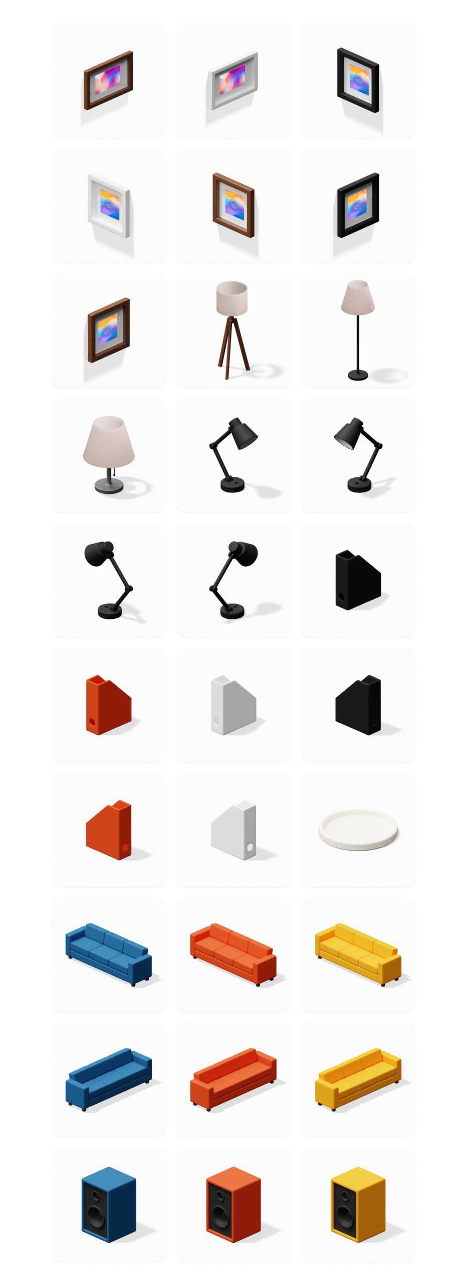 Isometrica 2.0 3D图标等距苹果电脑 手机设备居家内饰物品积木 PNG ICONS 图标素材 sucaiwan.com