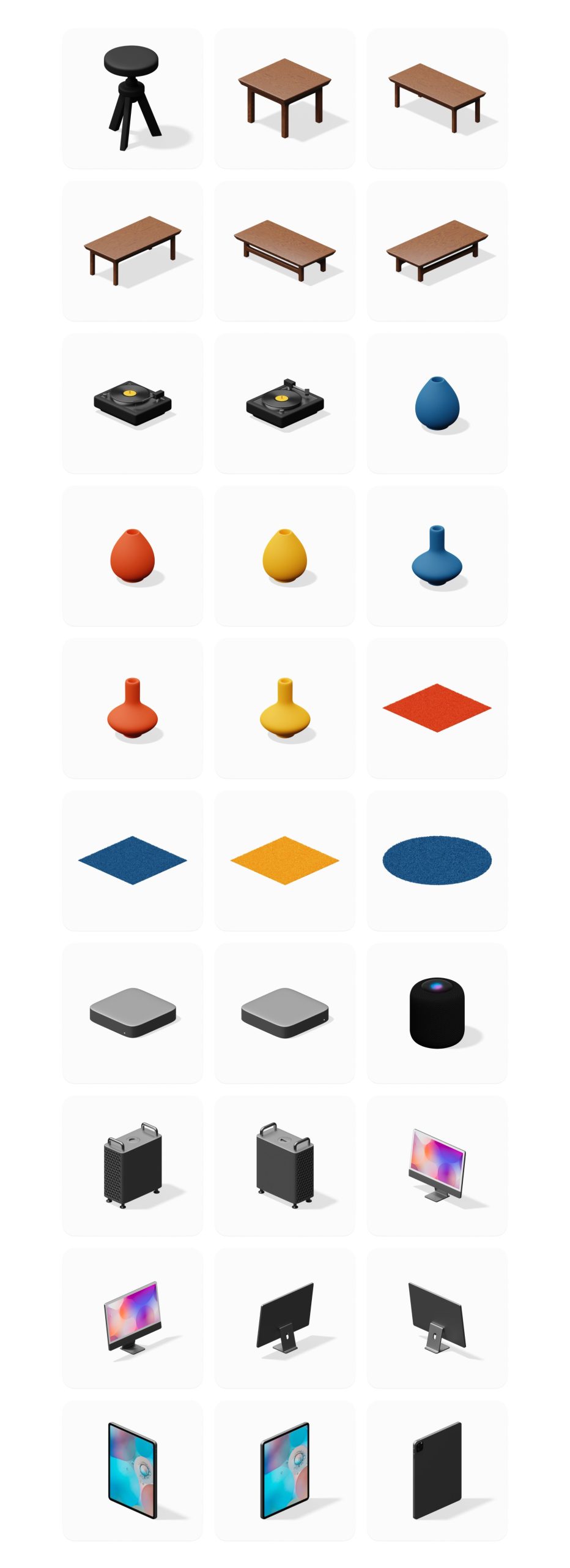Isometrica 2.0 3D图标等距苹果电脑 手机设备居家内饰物品积木 PNG ICONS 图标素材 sucaiwan.com