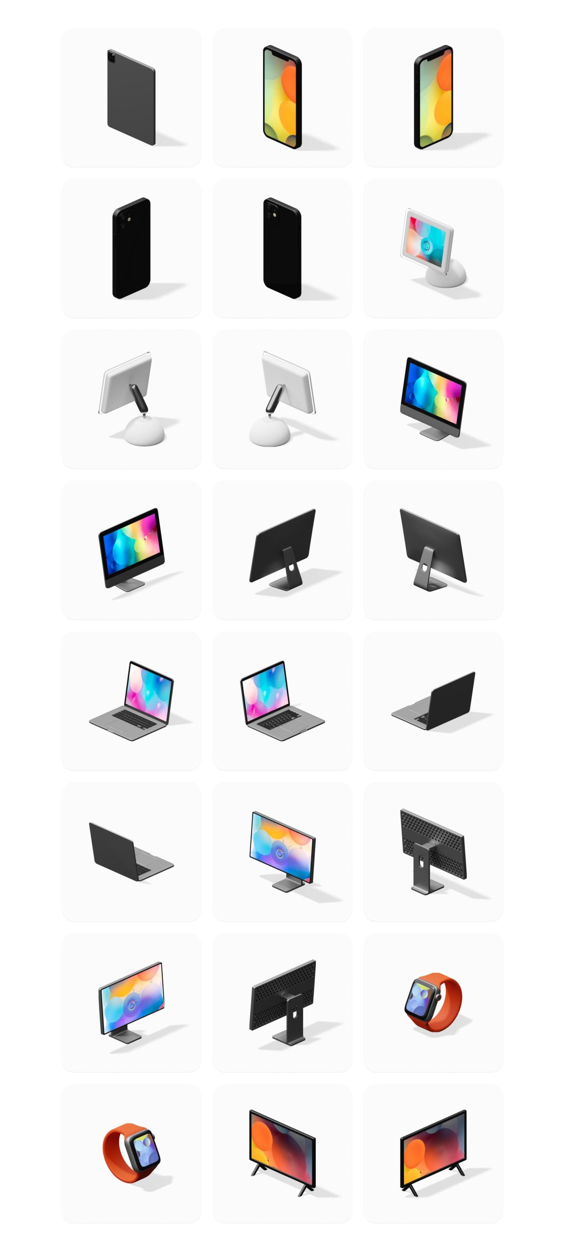 Isometrica 2.0 3D图标等距苹果电脑 手机设备居家内饰物品积木 PNG ICONS 图标素材 sucaiwan.com