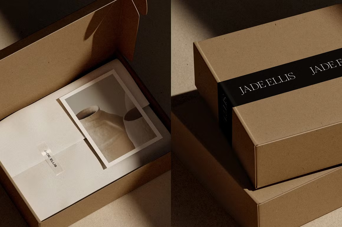 时尚服装鞋产品包装盒快递盒设计展示效果图PS贴图样机模板素材 Mailing Box Mockup – Kraft Mailer 01 样机素材 第3张-素材湾丨精选海外优质设计素材资源 时尚服装鞋产品包装盒快递盒设计展示效果图PS贴图样机模板素材 Mailing Box Mockup – Kraft Mailer 01 样机素材 sucaiwan.com