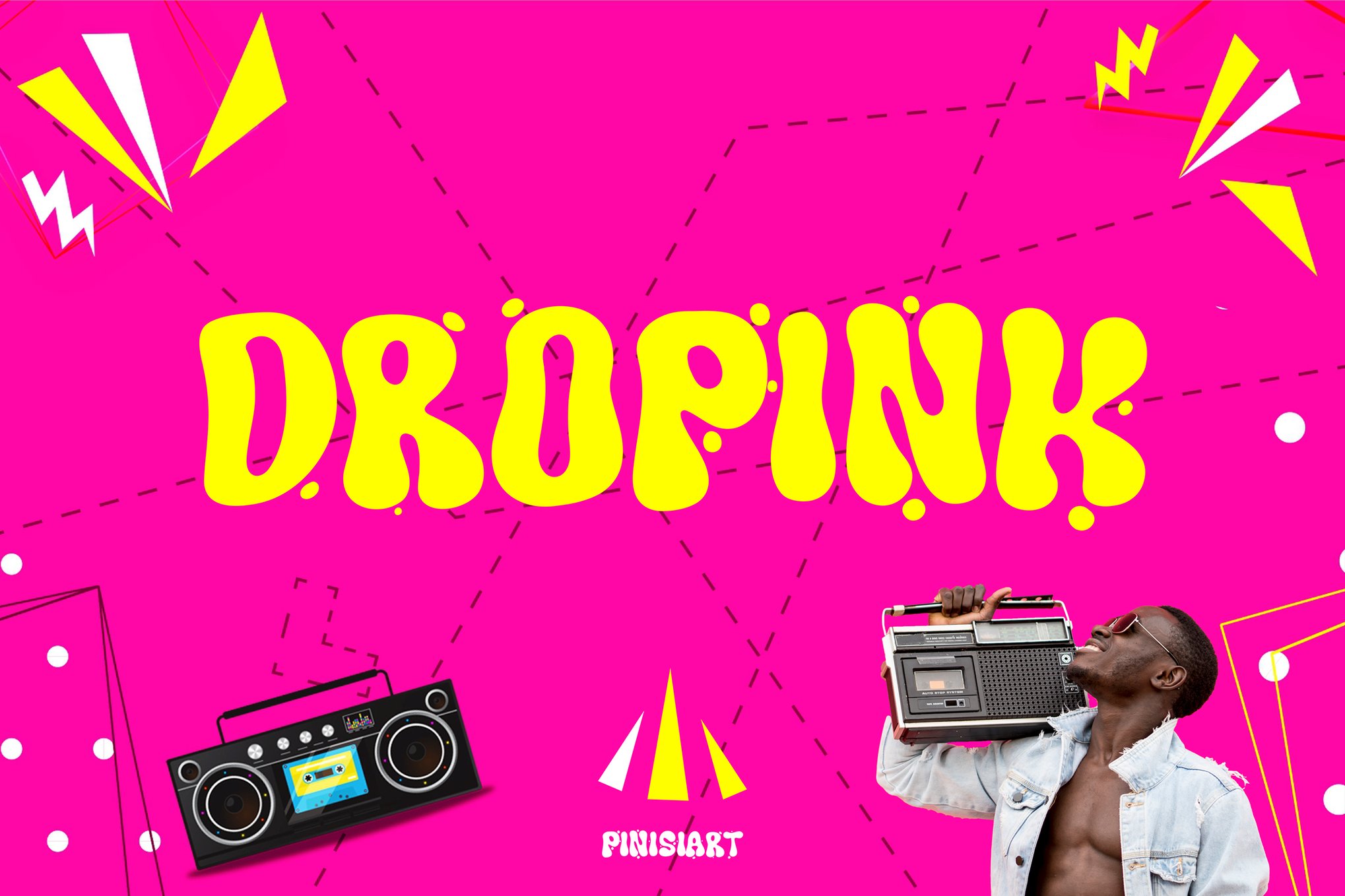 时尚炫彩音乐会海报品牌徽标设计装饰英文字体安装包 Music Font – Dropink 设计素材 sucaiwan.com