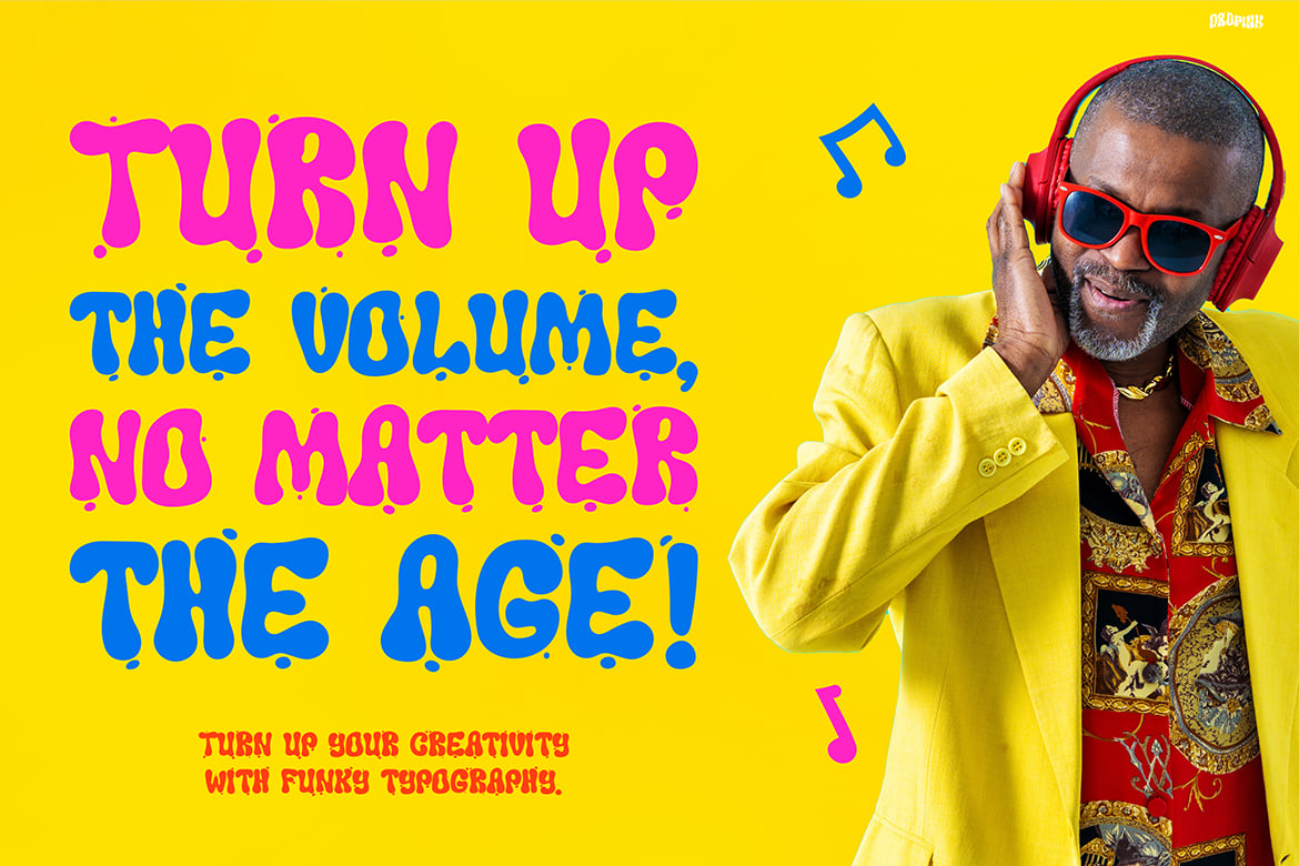 时尚炫彩音乐会海报品牌徽标设计装饰英文字体安装包 Music Font – Dropink 设计素材 sucaiwan.com