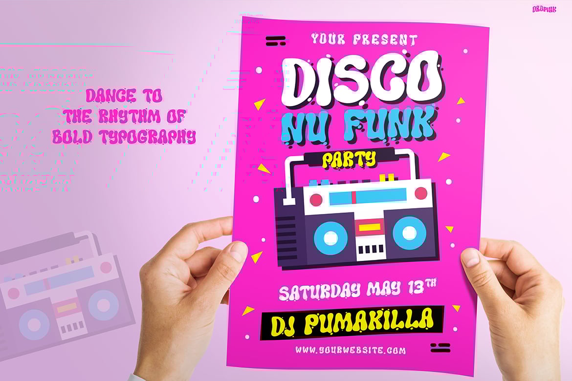 时尚炫彩音乐会海报品牌徽标设计装饰英文字体安装包 Music Font – Dropink 设计素材 sucaiwan.com
