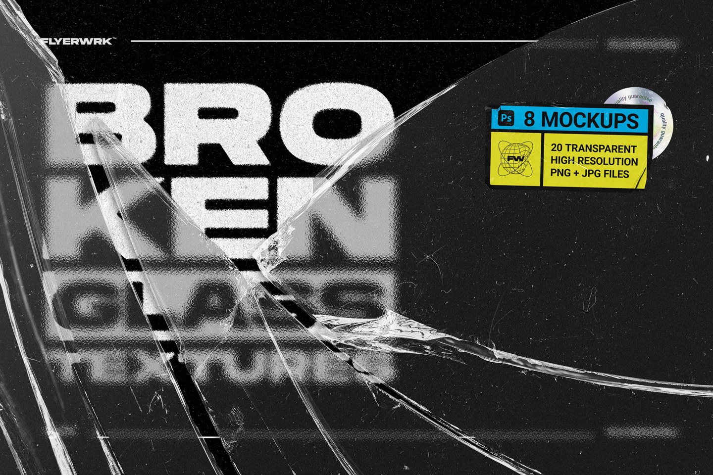 Flyerwrk Broken Glass Textures 破碎玻璃灰尘透明纹理高质量Photoshop样机 样机素材 第1张-素材湾丨精选海外优质设计素材资源 Flyerwrk Broken Glass Textures 破碎玻璃灰尘透明纹理高质量Photoshop样机 样机素材 sucaiwan.com