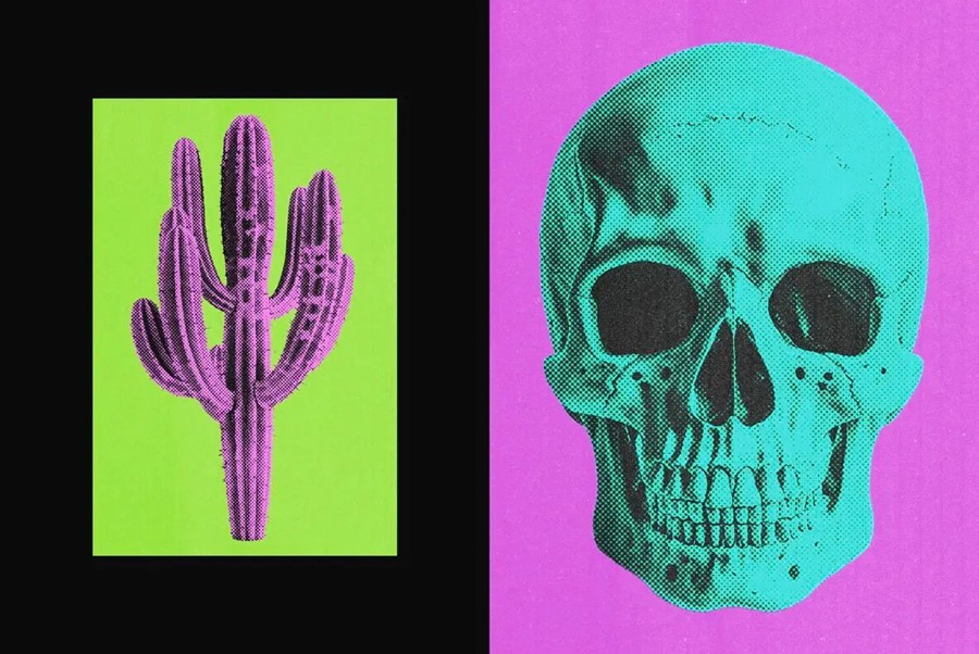 复古半色调riso打印复印照片效果ps特效滤镜样机 Halftone Design Effect 插件预设 sucaiwan.com