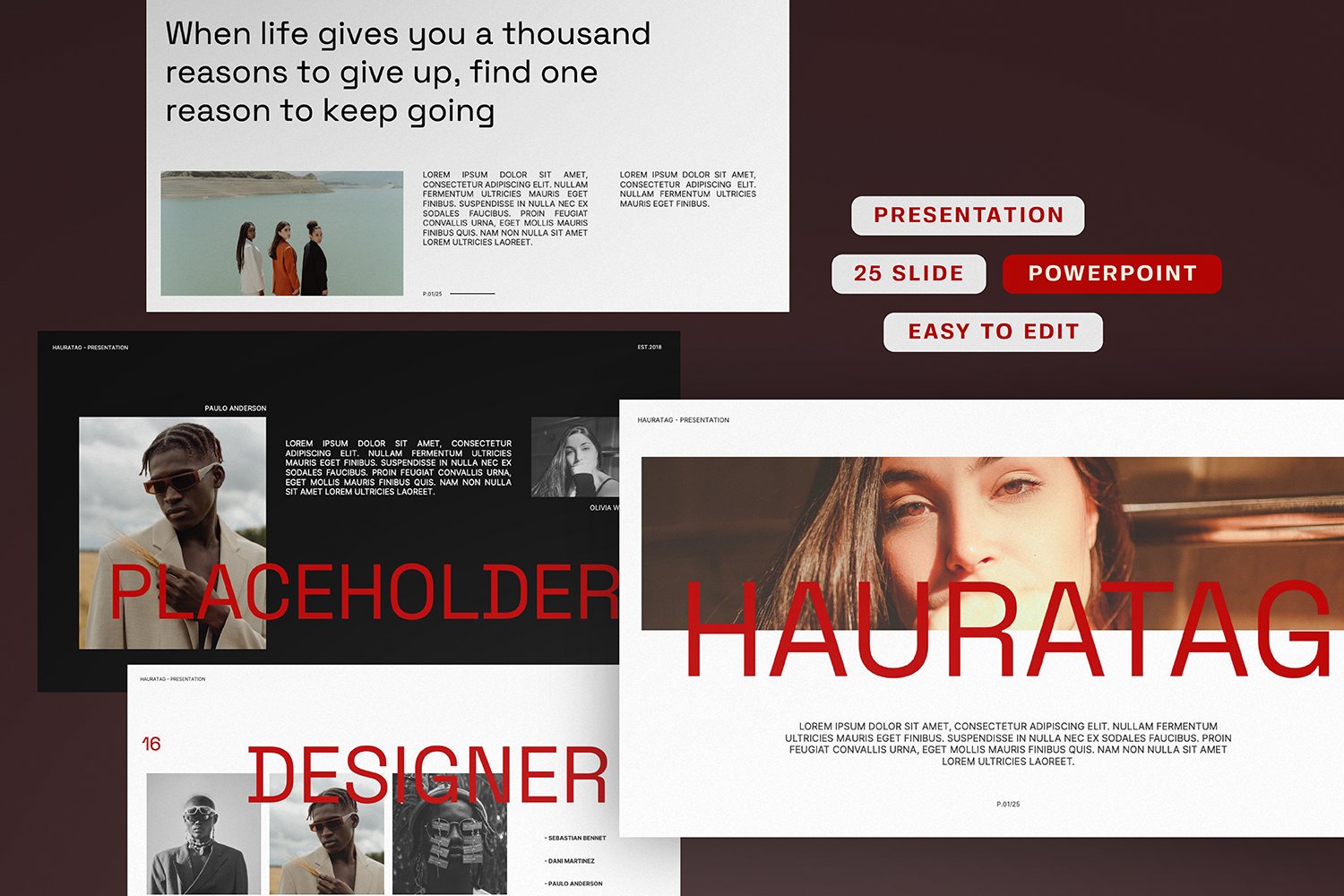 现代优雅品牌营销策划演示文稿设计ppt模版 Hauratag Powerpoint Presentation 幻灯图表 sucaiwan.com