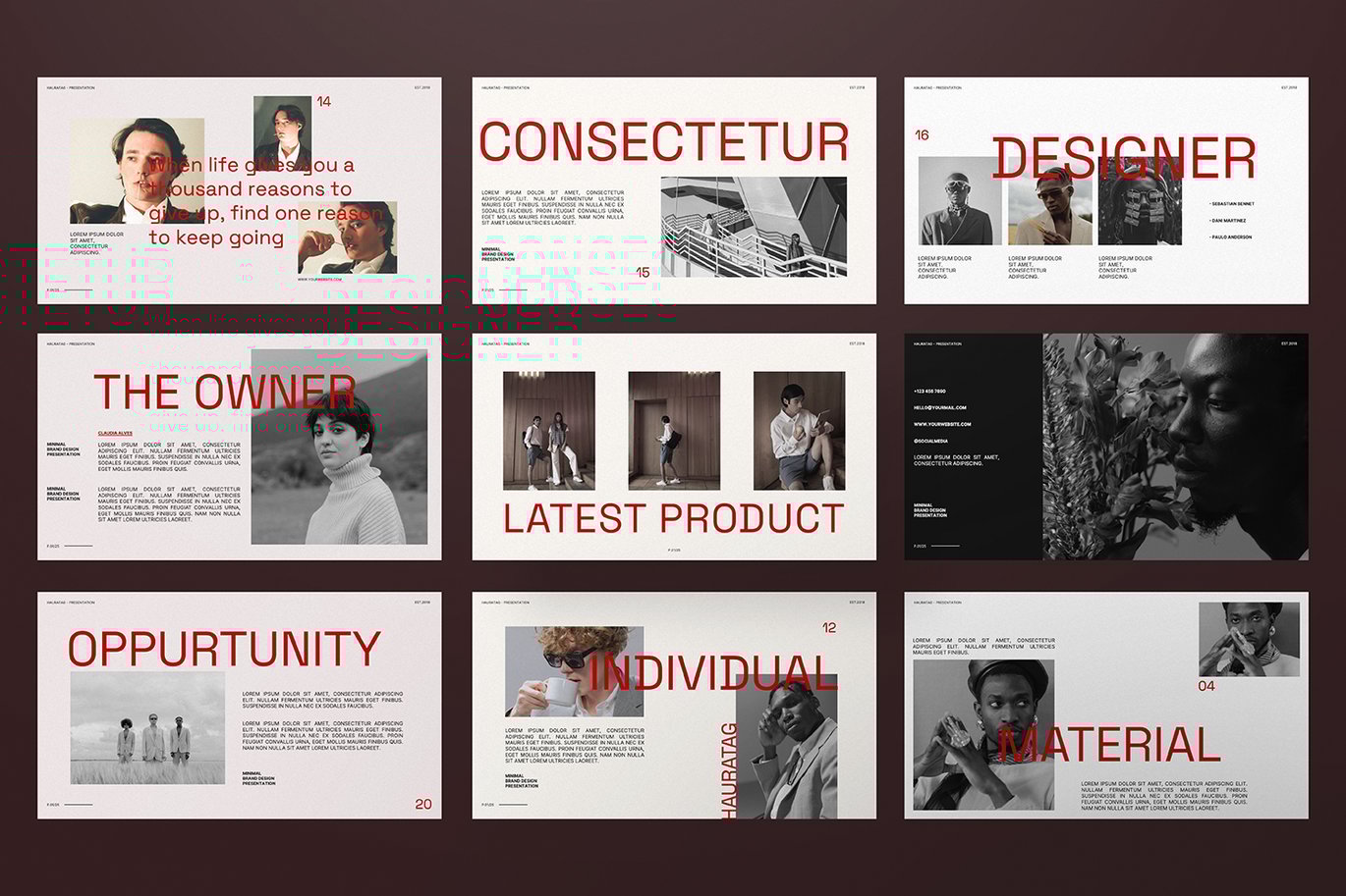 现代优雅品牌营销策划演示文稿设计ppt模版 Hauratag Powerpoint Presentation 幻灯图表 sucaiwan.com