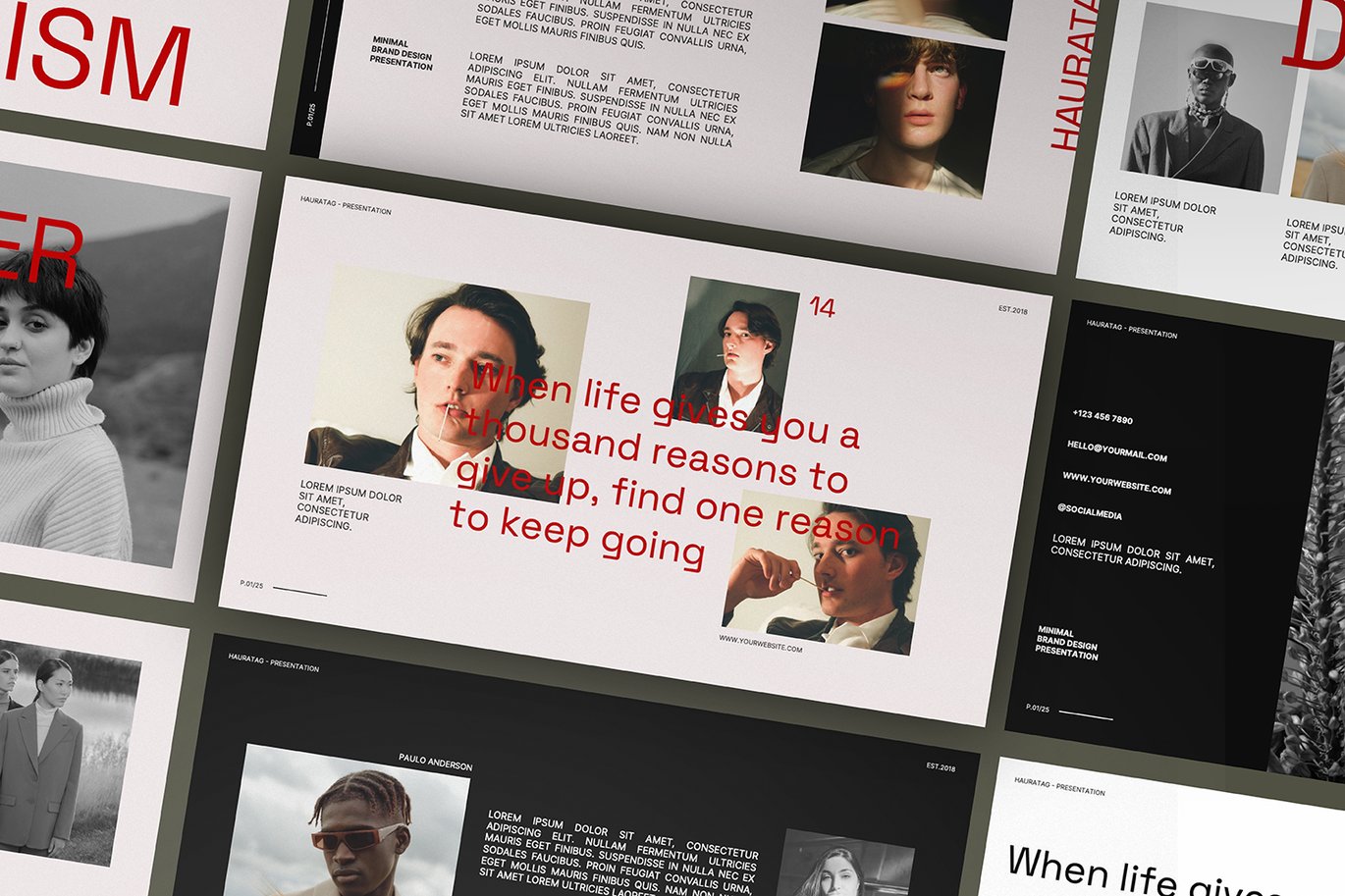 现代优雅品牌营销策划演示文稿设计ppt模版 Hauratag Powerpoint Presentation 幻灯图表 sucaiwan.com