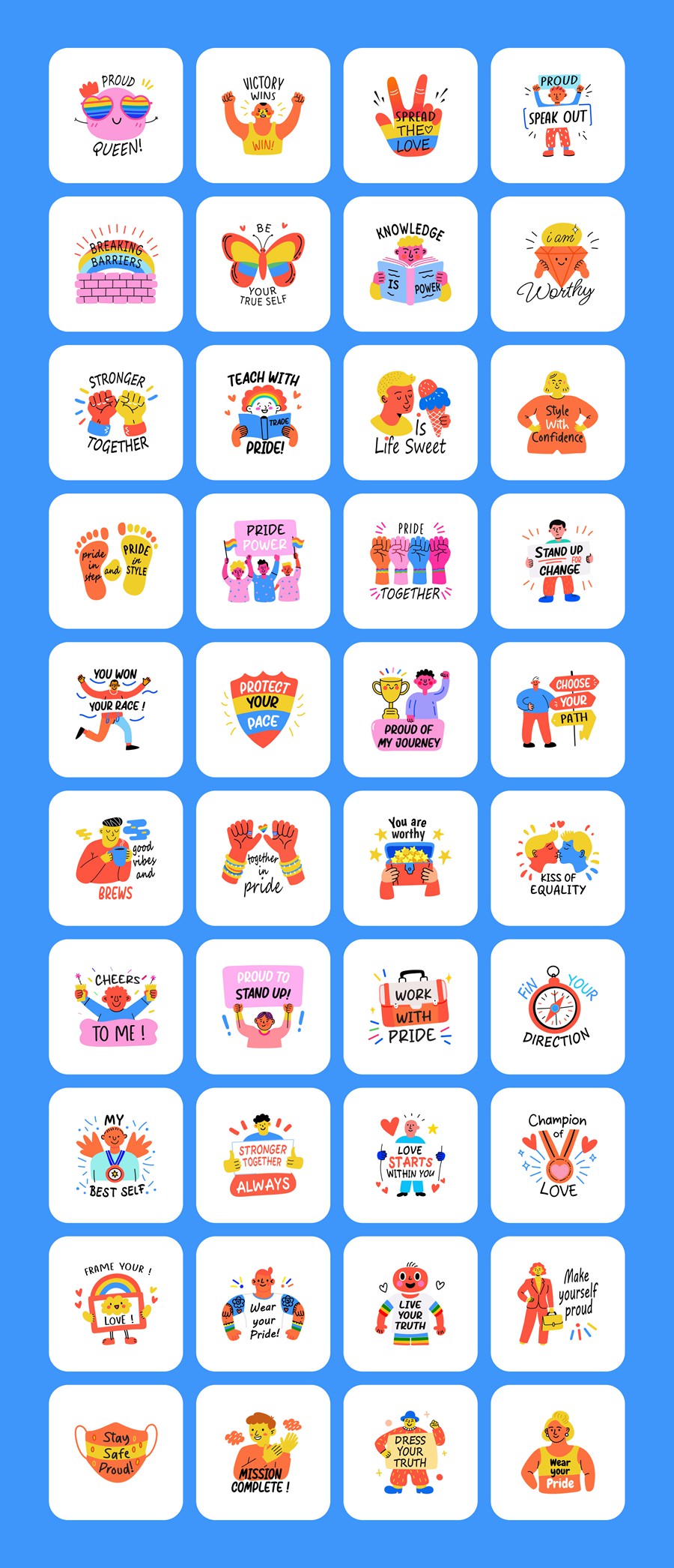 80款可爱卡通趣味奖励激励胜利庆祝手绘矢量插图插画标签贴纸设计Ai/Figma/Png格式素材 Pride Stickers Collection 图片素材 第3张-素材湾丨精选海外优质设计素材资源 80款可爱卡通趣味奖励激励胜利庆祝手绘矢量插图插画标签贴纸设计Ai/Figma/Png格式素材 Pride Stickers Collection 图片素材 sucaiwan.com