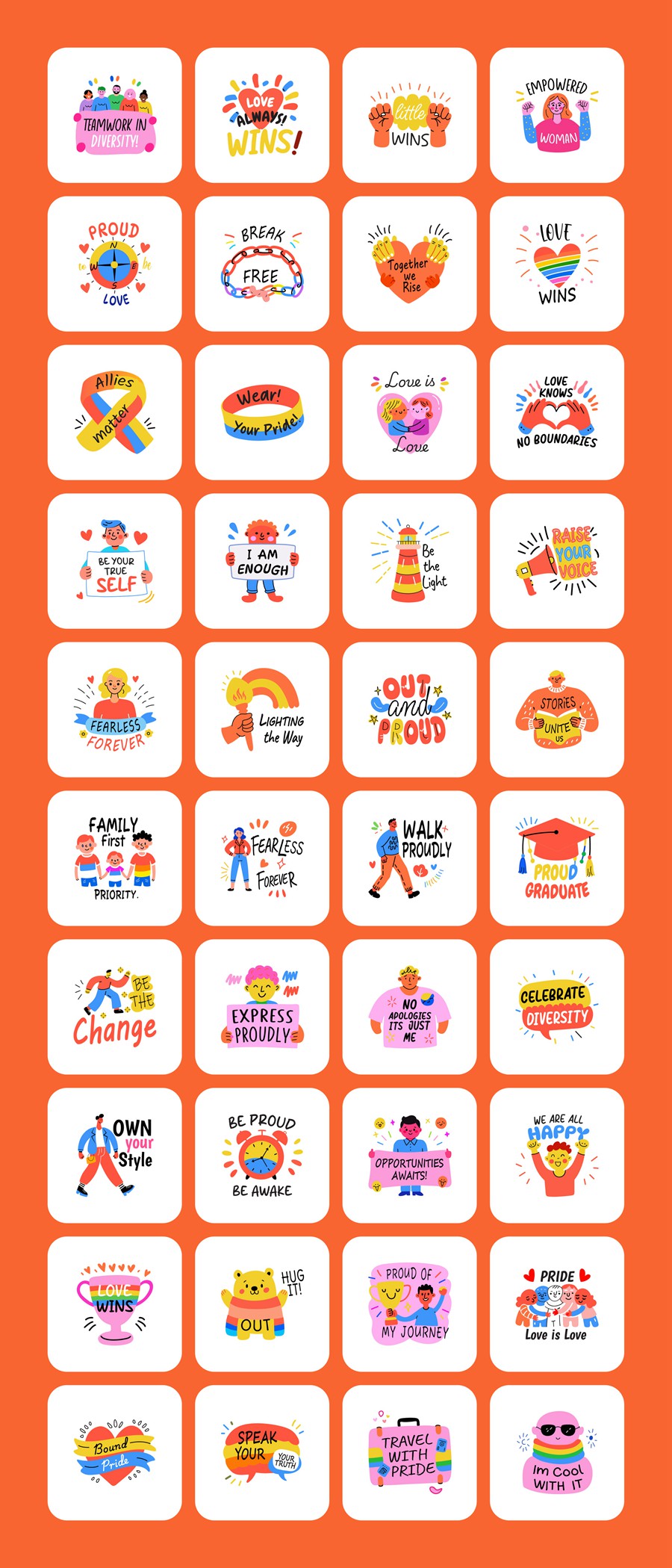 80款可爱卡通趣味奖励激励胜利庆祝手绘矢量插图插画标签贴纸设计Ai/Figma/Png格式素材 Pride Stickers Collection 图片素材 第8张-素材湾丨精选海外优质设计素材资源 80款可爱卡通趣味奖励激励胜利庆祝手绘矢量插图插画标签贴纸设计Ai/Figma/Png格式素材 Pride Stickers Collection 图片素材 sucaiwan.com