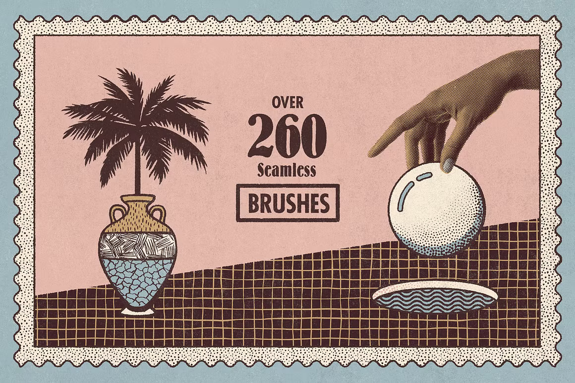 60+复古磨损波点半调颗粒绘画无缝图案矢量纹理肌理PS笔刷预设套装Lithotone for Photoshop 笔刷资源 第2张-素材湾丨精选海外优质设计素材资源 60+复古磨损波点半调颗粒绘画无缝图案矢量纹理肌理PS笔刷预设套装Lithotone for Photoshop 笔刷资源 sucaiwan.com