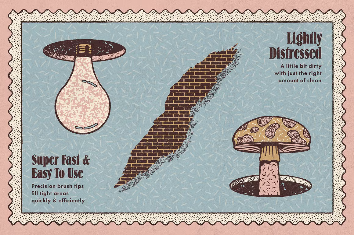 60+复古磨损波点半调颗粒绘画无缝图案矢量纹理肌理PS笔刷预设套装Lithotone for Photoshop 笔刷资源 第4张-素材湾丨精选海外优质设计素材资源 60+复古磨损波点半调颗粒绘画无缝图案矢量纹理肌理PS笔刷预设套装Lithotone for Photoshop 笔刷资源 sucaiwan.com