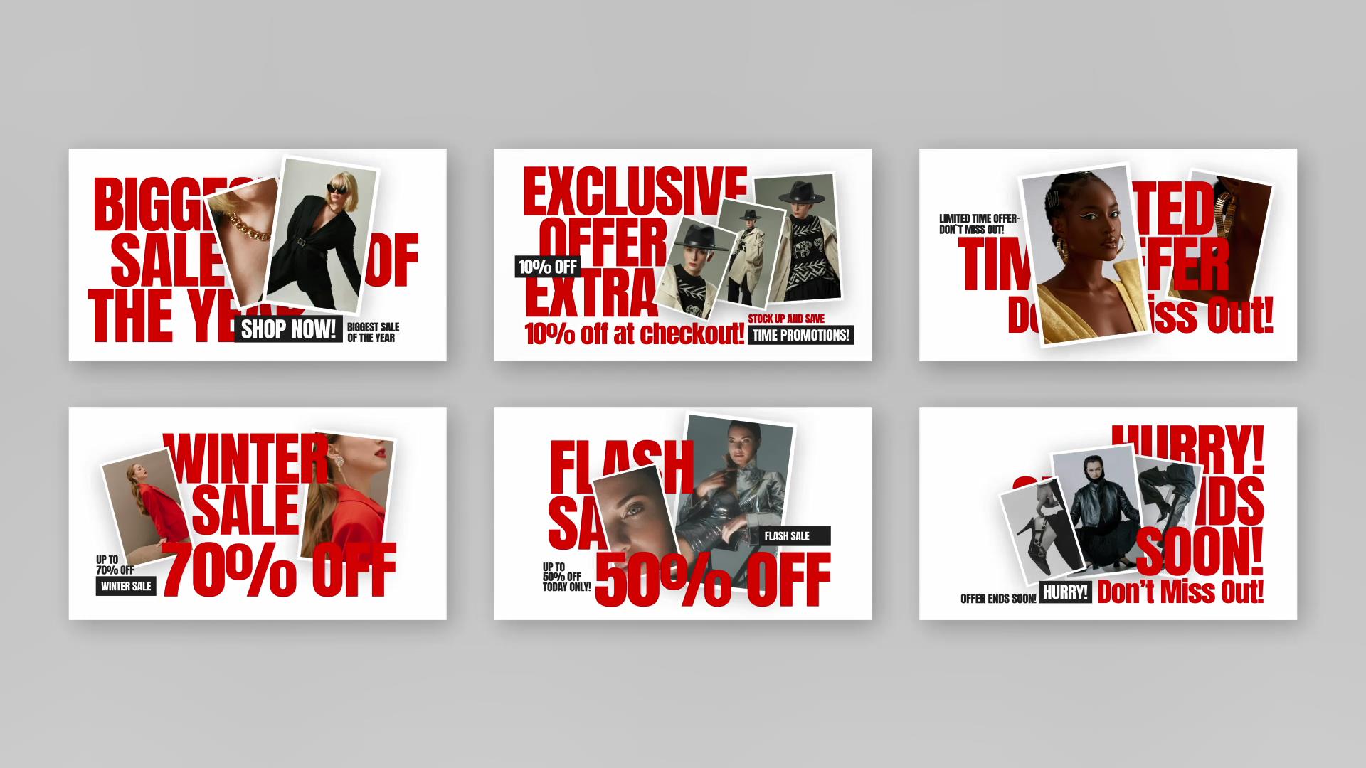 PR模板：6个服装品牌折扣促销活动文字标题排版宣传片头 Flash Sale Animated Templates For After Effects 影视音频 sucaiwan.com
