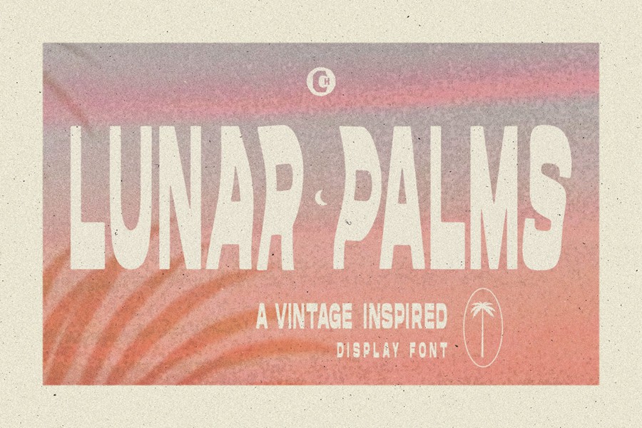 LUNAR PALMS Font 一种完全独特自定义手绘复古标志大写+数字字体 设计素材 sucaiwan.com